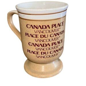 Canada Place Vancouver Ceramic Mug Souvenir Beige & Brown 4.5" Tall